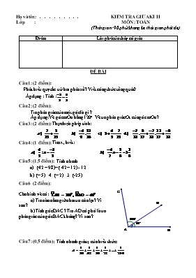 Đề kiểm tra giữa học kỳ 2 môn Toán Lớp 8